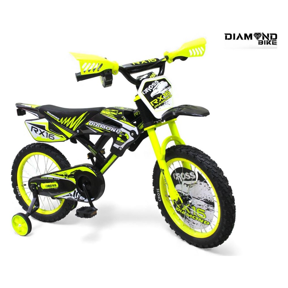 Bicicleta Tipo Moto para Niños Rin 12 Diamond Bike - Amarillo
