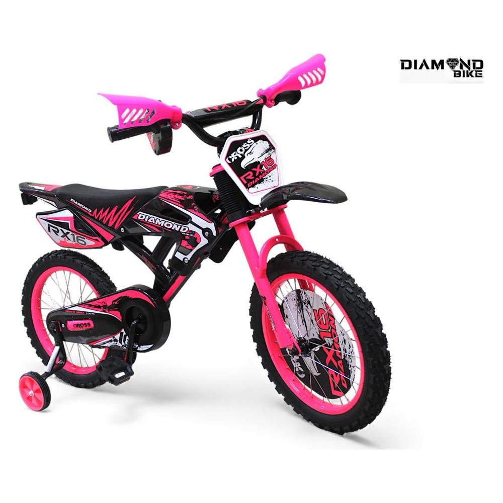 Bicicleta Tipo Moto para Niños Rin 12 Diamond Bike - Rosado